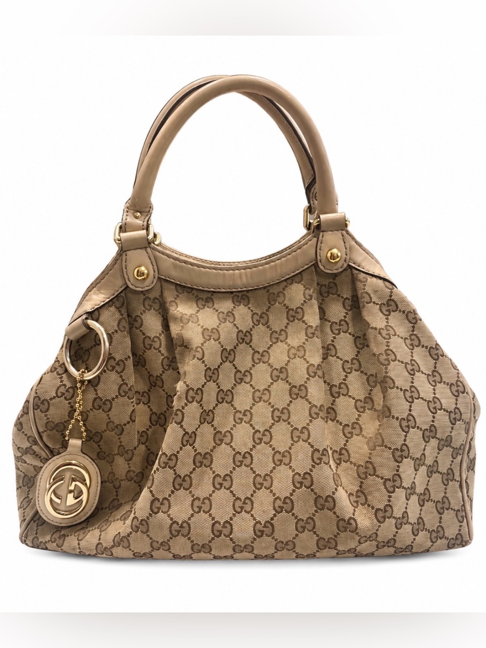 Gucci GG Monogram Canvas Hobo Shoulder Bag Vintage Beige/Brown – Needs Cleaning